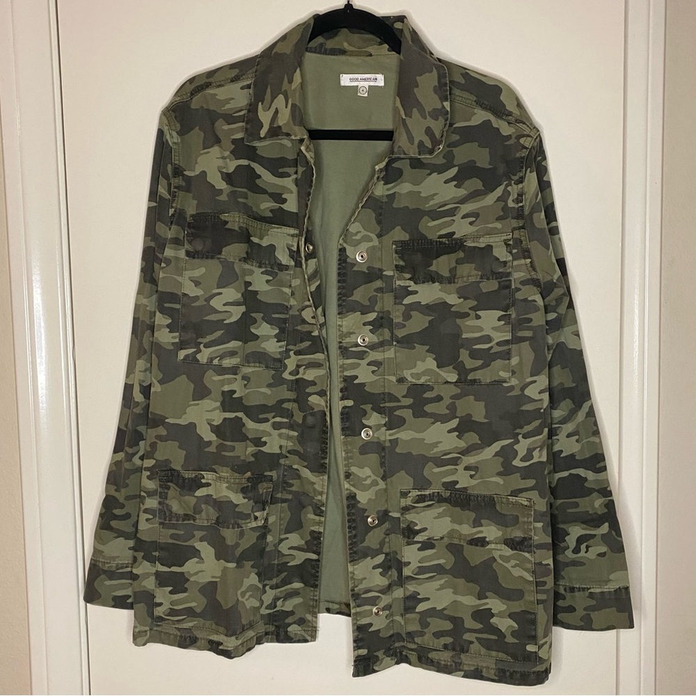 Good American Camo Utility Jacket, XL